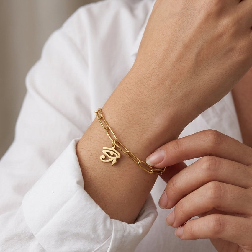 Eye of Horus Paperclip Bracelet