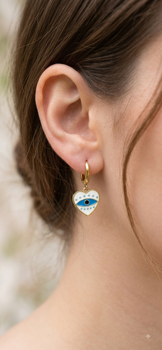 Evil Eye Heart Earrings
