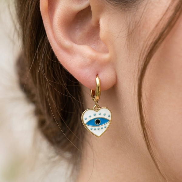 Evil Eye Heart Earrings