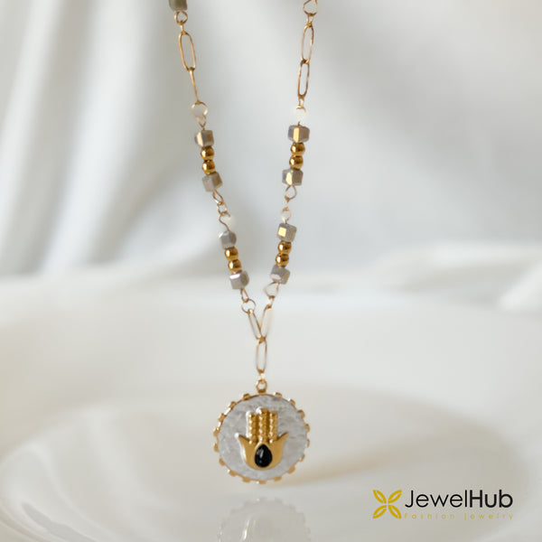 Mother Of Pearl Hamsa Necklace