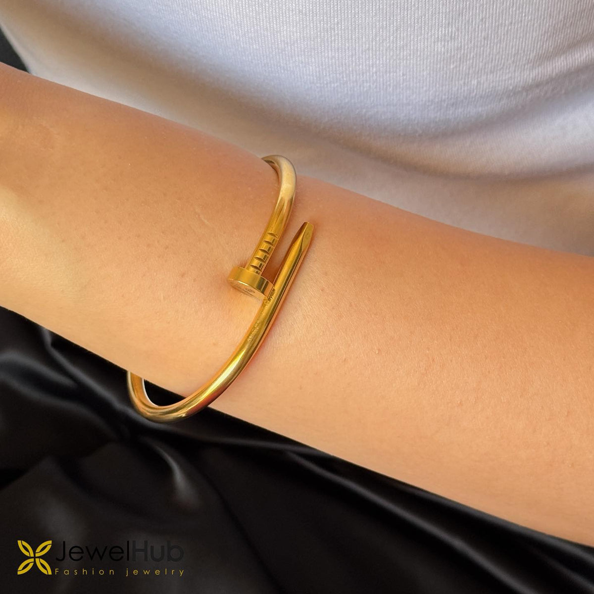 Gold Nail Twist Bangle
