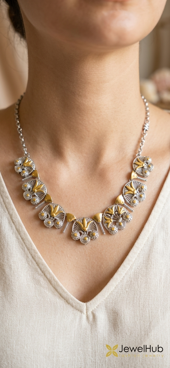 Lotus Petals Silver Necklace