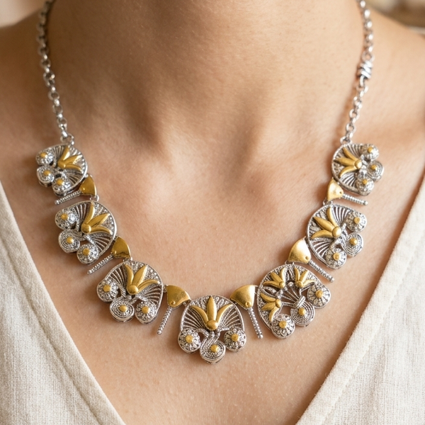 Lotus Petals Silver Necklace