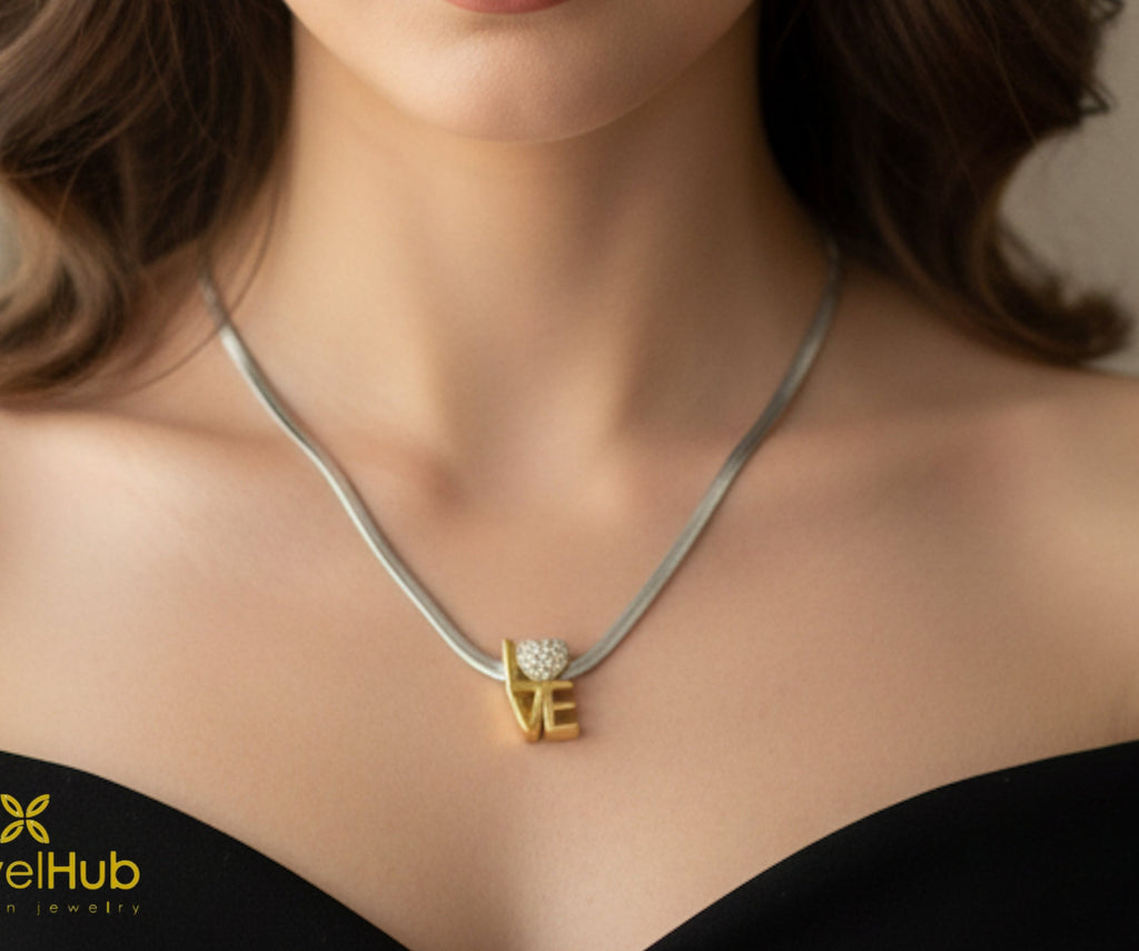 Love Necklace with a Snake Appeared Chain