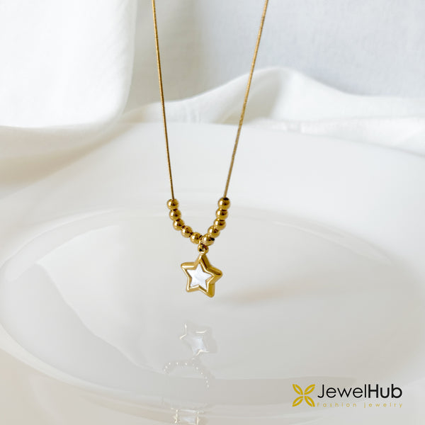 Golden Star & Bead Choker Necklace