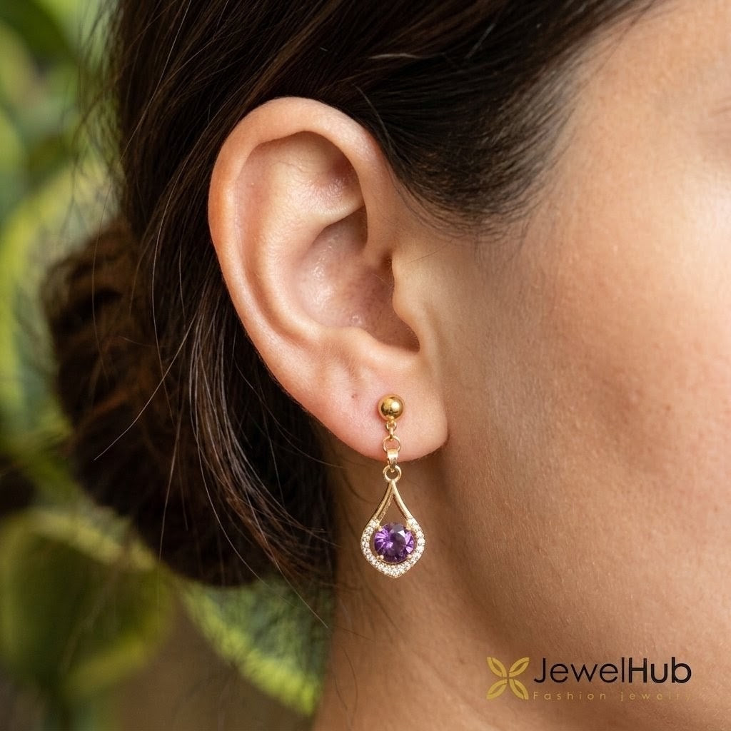 Amethyst CZ Stud Earring
