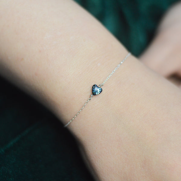 Heart-Shaped London Blue Topaz Stone Bracelet