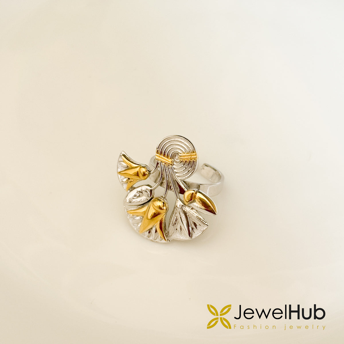Lotus Bouquet Silver Ring