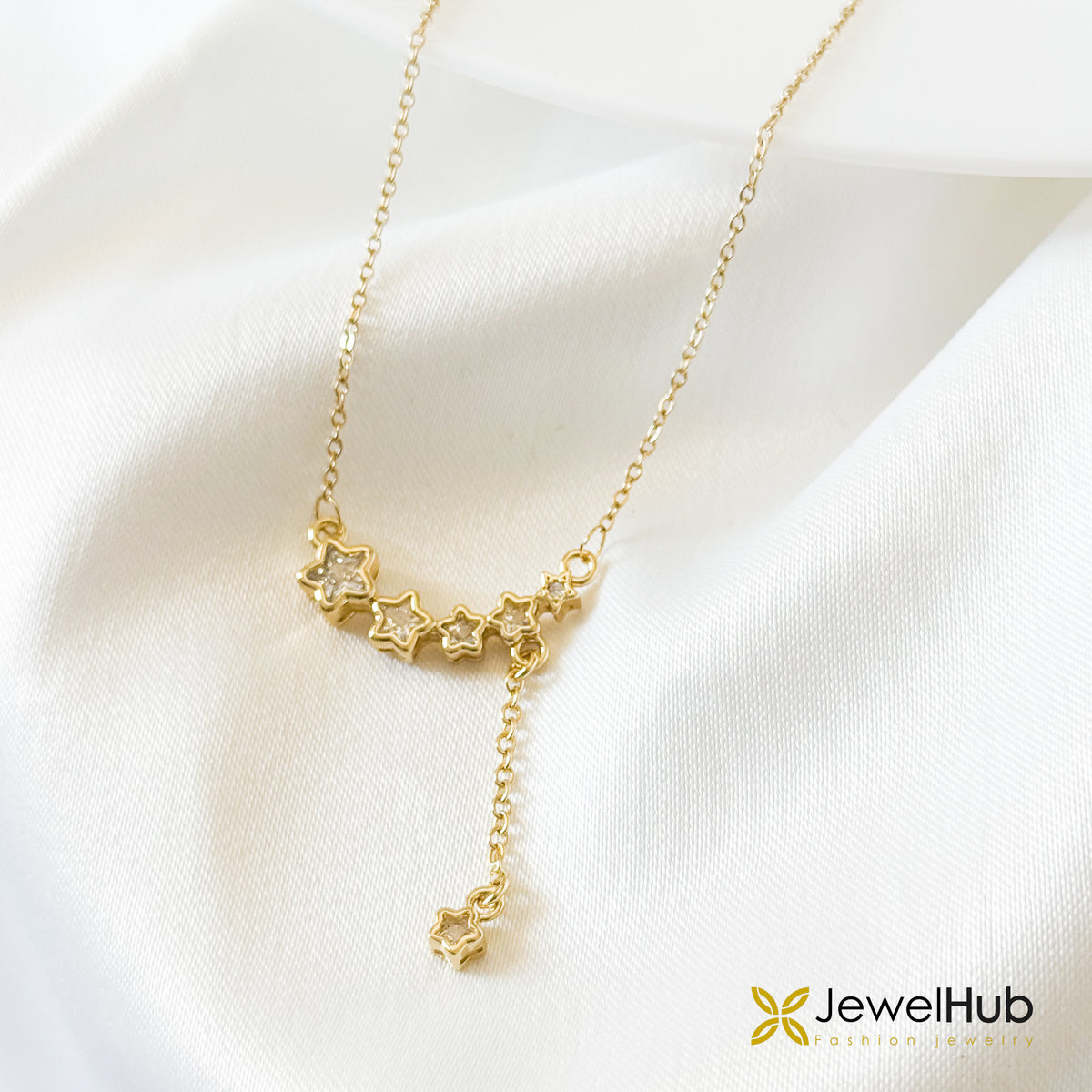 Golden Star Cluster Lariat Necklace