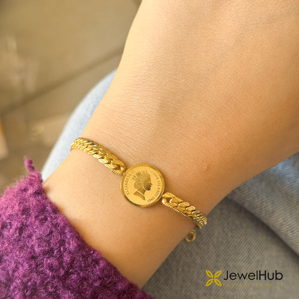 Coin Curb Link Bracelet