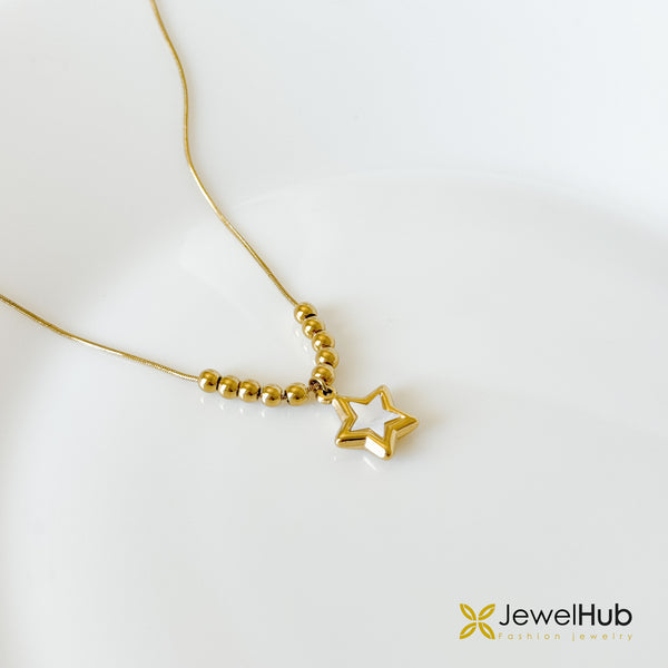 Golden Star & Bead Choker Necklace