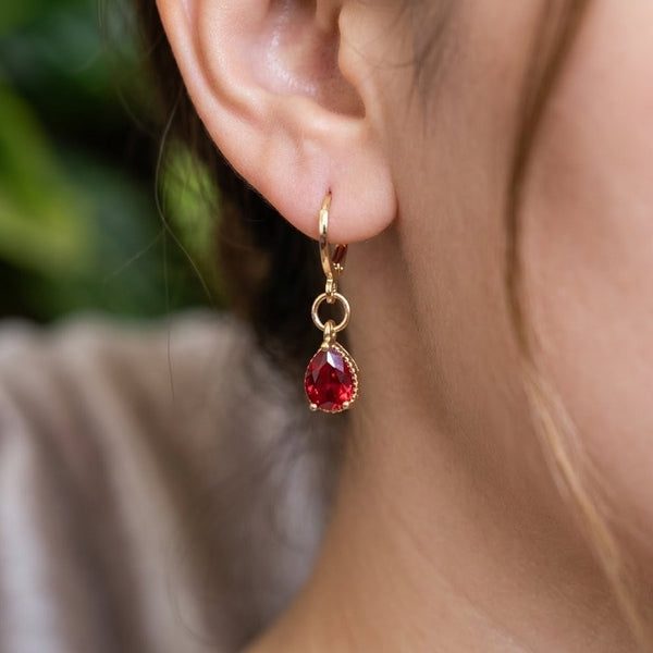 Classic Red Teardrop Dangle Earrings