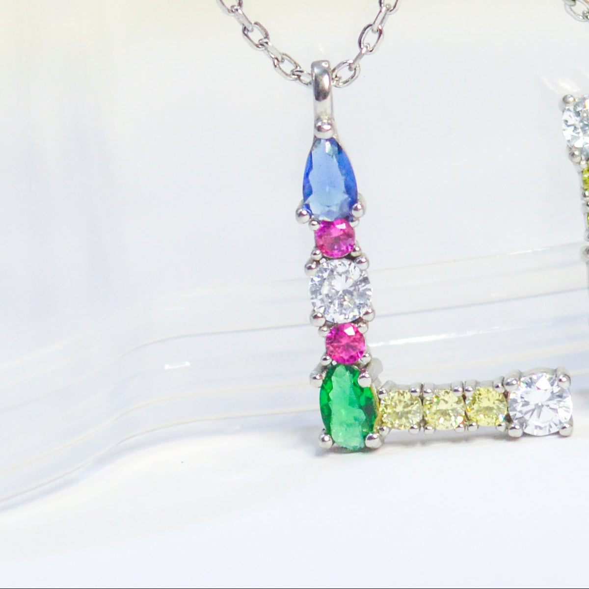 Letter L Colored Stones Necklace