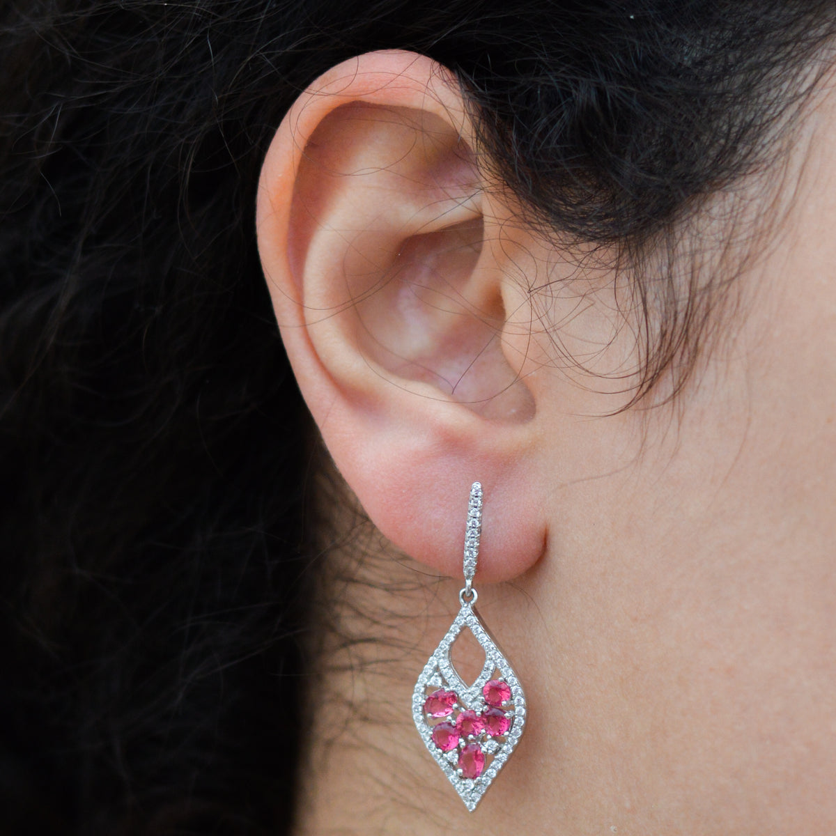 Ruby Diamond Dangle Earrings