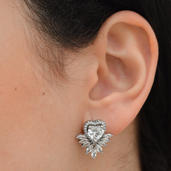 Heart Halo Stud Earrings