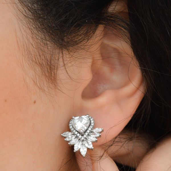 Heart Halo Stud Earrings