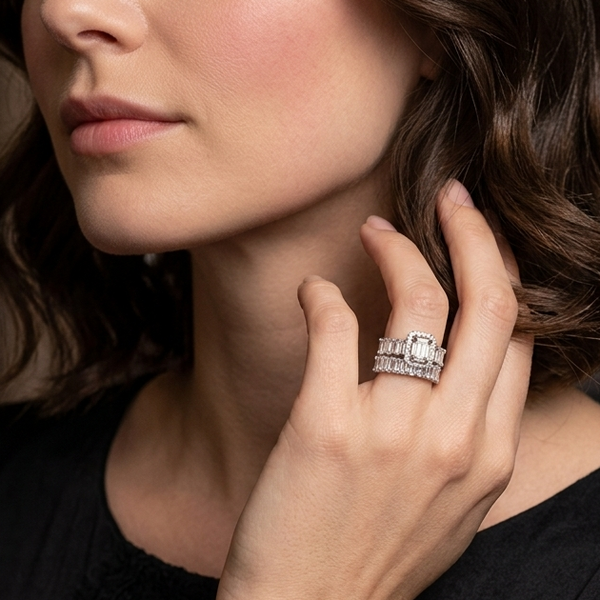 Twin baguette Band Silver 925