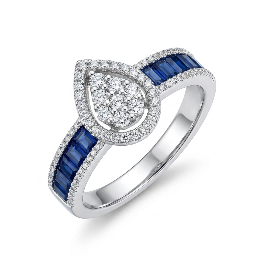Royal Blue Sapphire Teardrop Ring