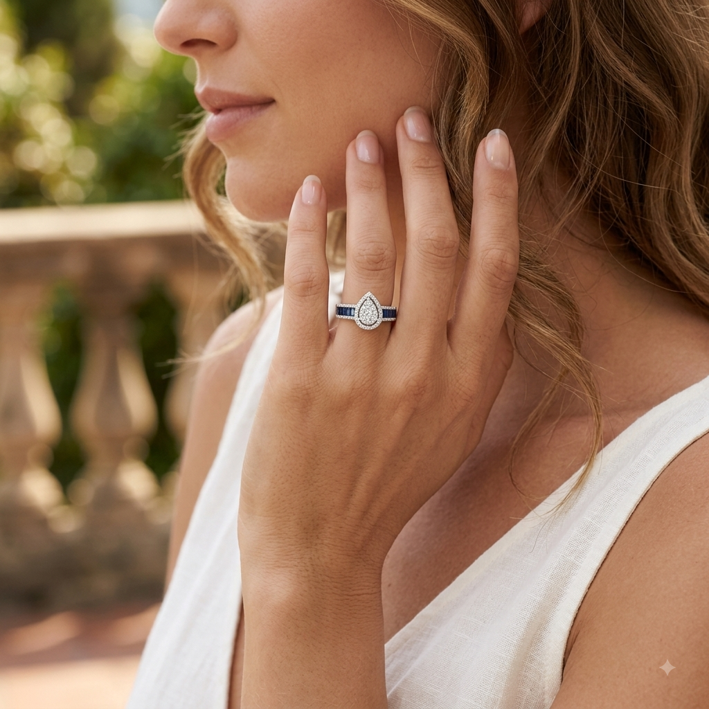 Royal Blue Sapphire Teardrop Ring