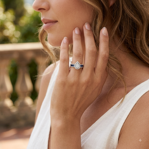 Royal Blue Sapphire Teardrop Ring