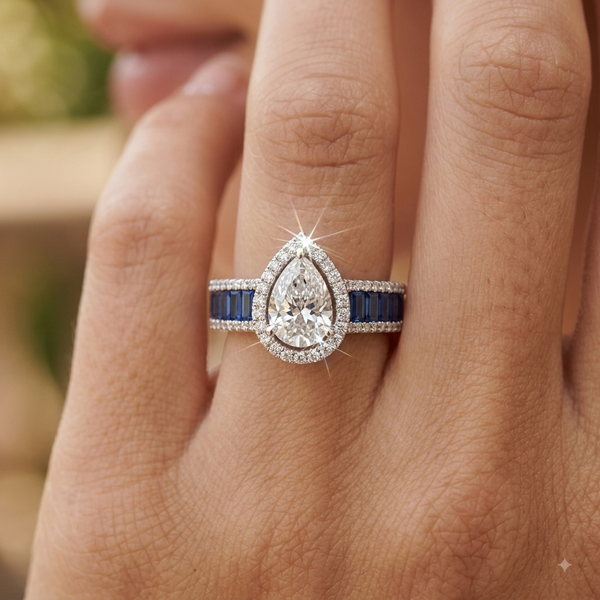 Royal Blue Sapphire Teardrop Ring