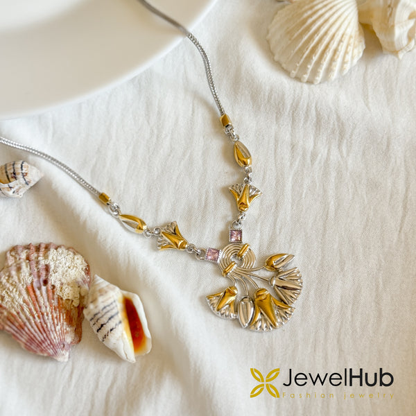 Bouquet of Lotus Flowers Silver Necklace