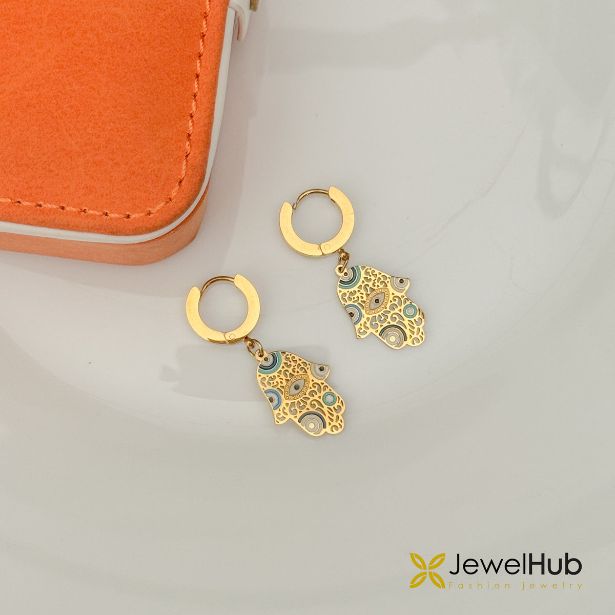 Mystic Hamsa & Evil Eye Hoop Earrings