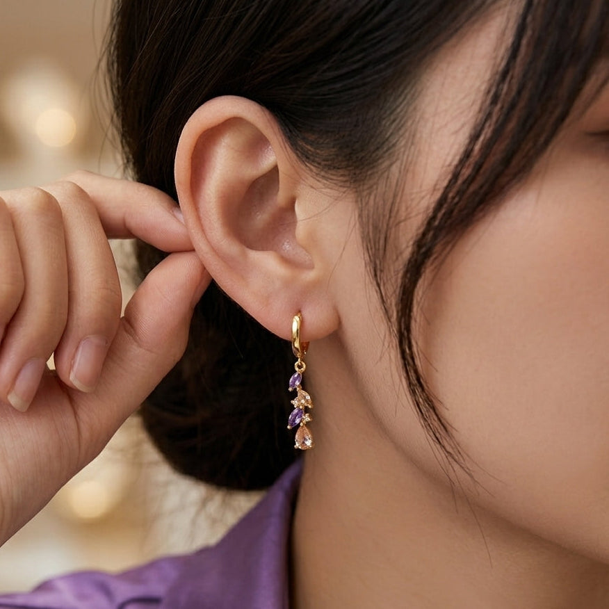 Purple Whisper Hoops Earring