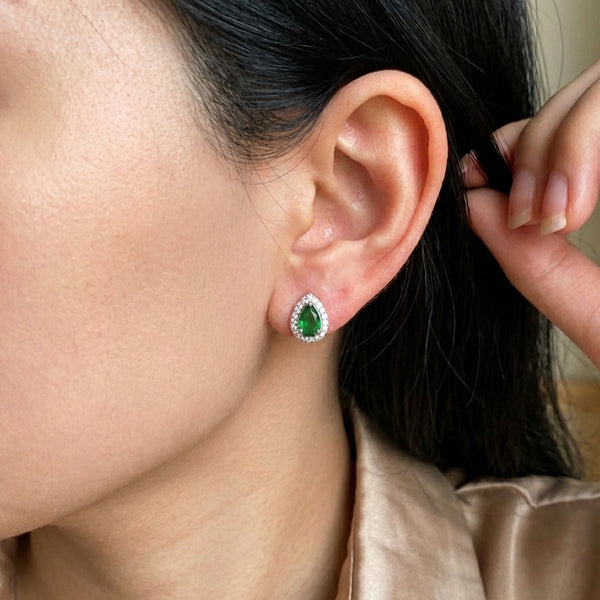 Emerald Green Tear Drop Earrings