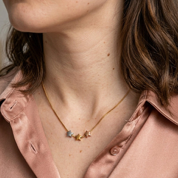 Tricolor Star Trio Necklace