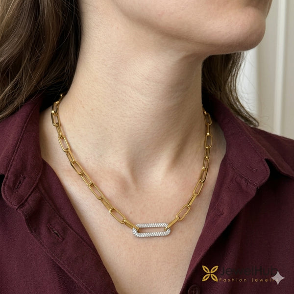 Encrysted Paperclip Chain Necklace