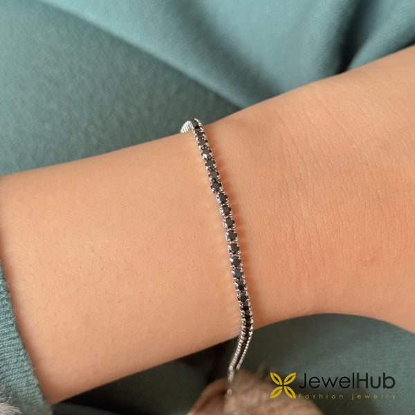 Black Tennis Bracelet – Sterling Silver 925