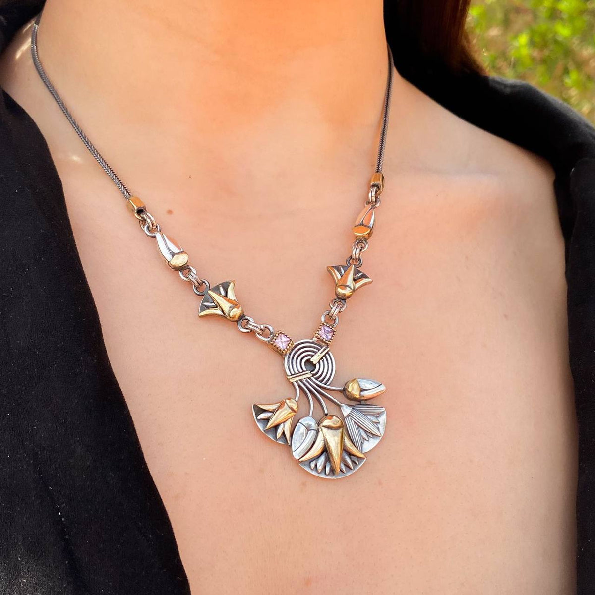 مجموعة باقة زهور اللوتس الفضية