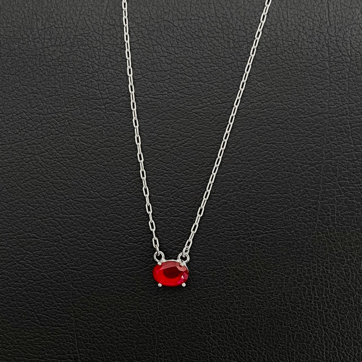 Oval CZ Paperclip Chain Necklace