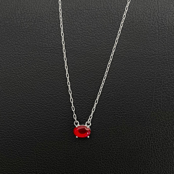 Oval CZ Paperclip Chain Necklace