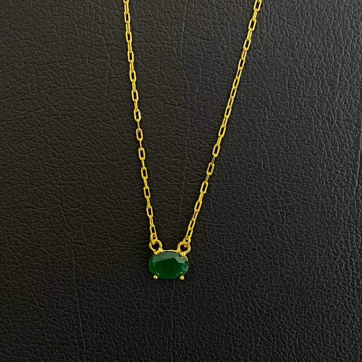 Oval CZ Paperclip Chain Necklace