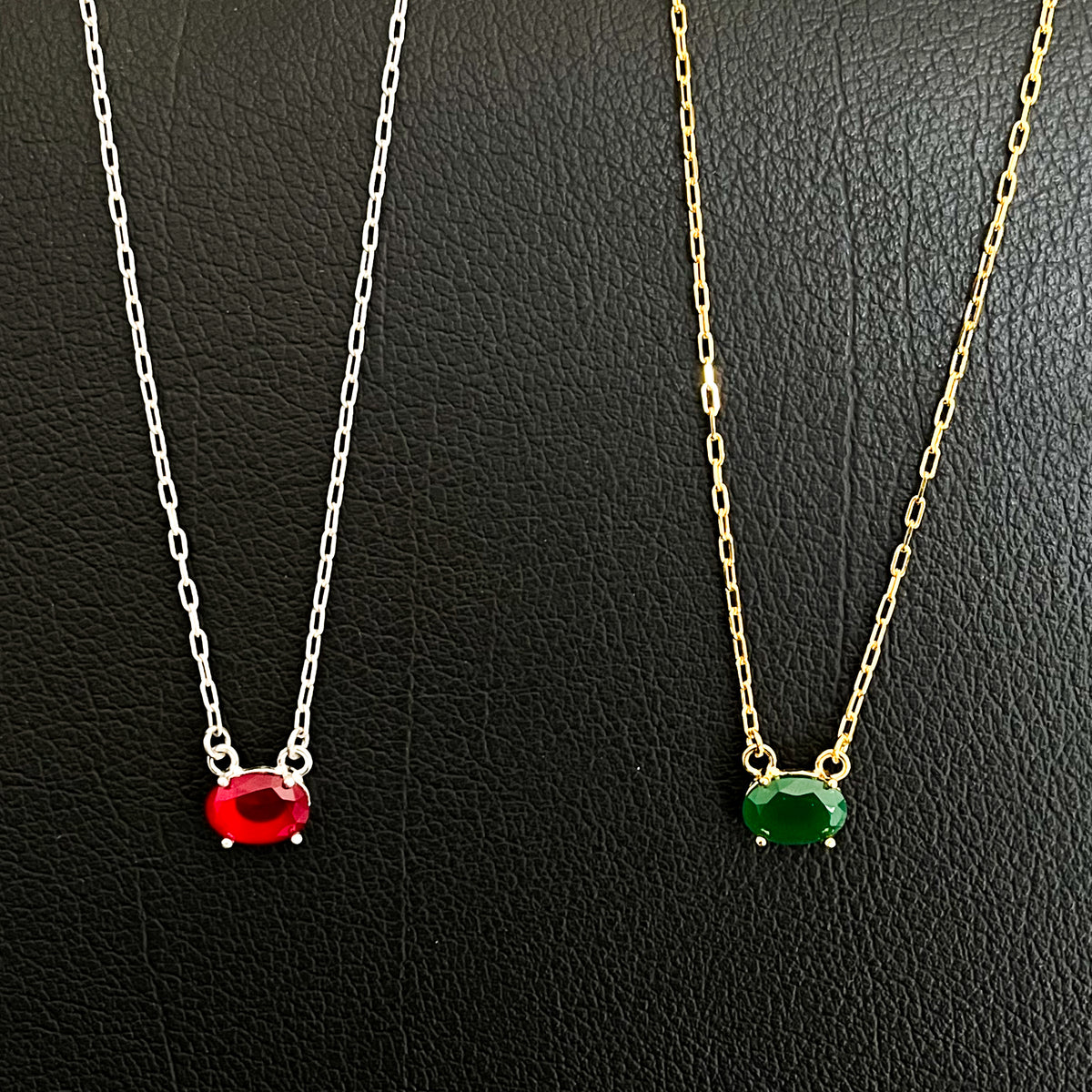 Oval CZ Paperclip Chain Necklace