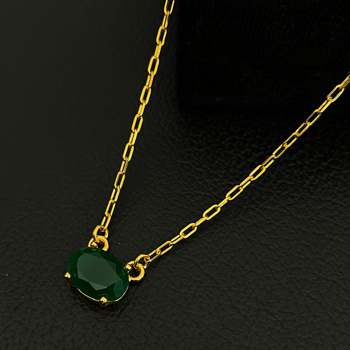 Oval CZ Paperclip Chain Necklace