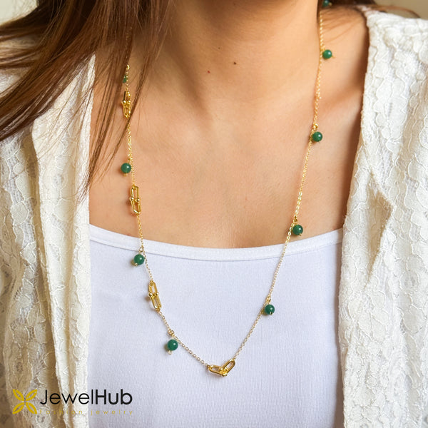 Emerald Link Drop Necklace