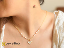 Load image into Gallery viewer, Gold Beaded Heart Necklace