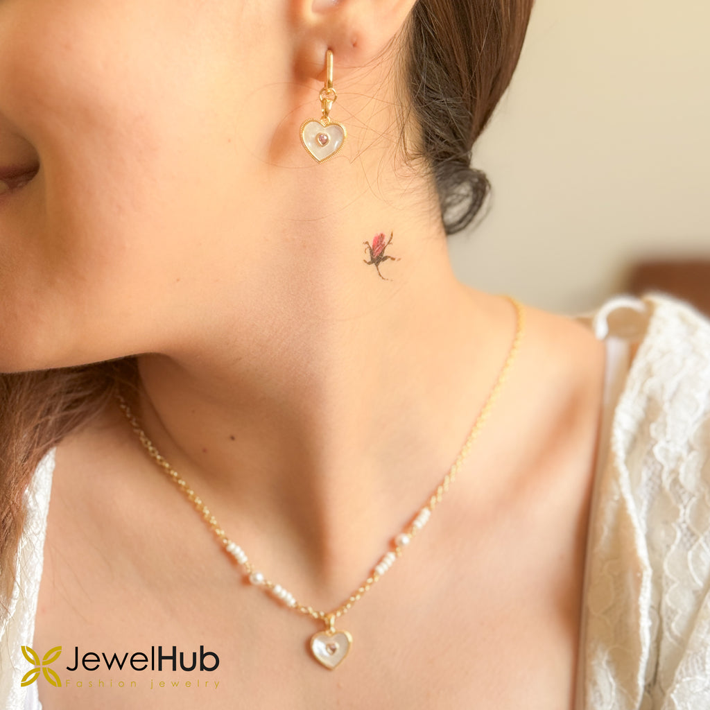 Gold Beaded Heart Set