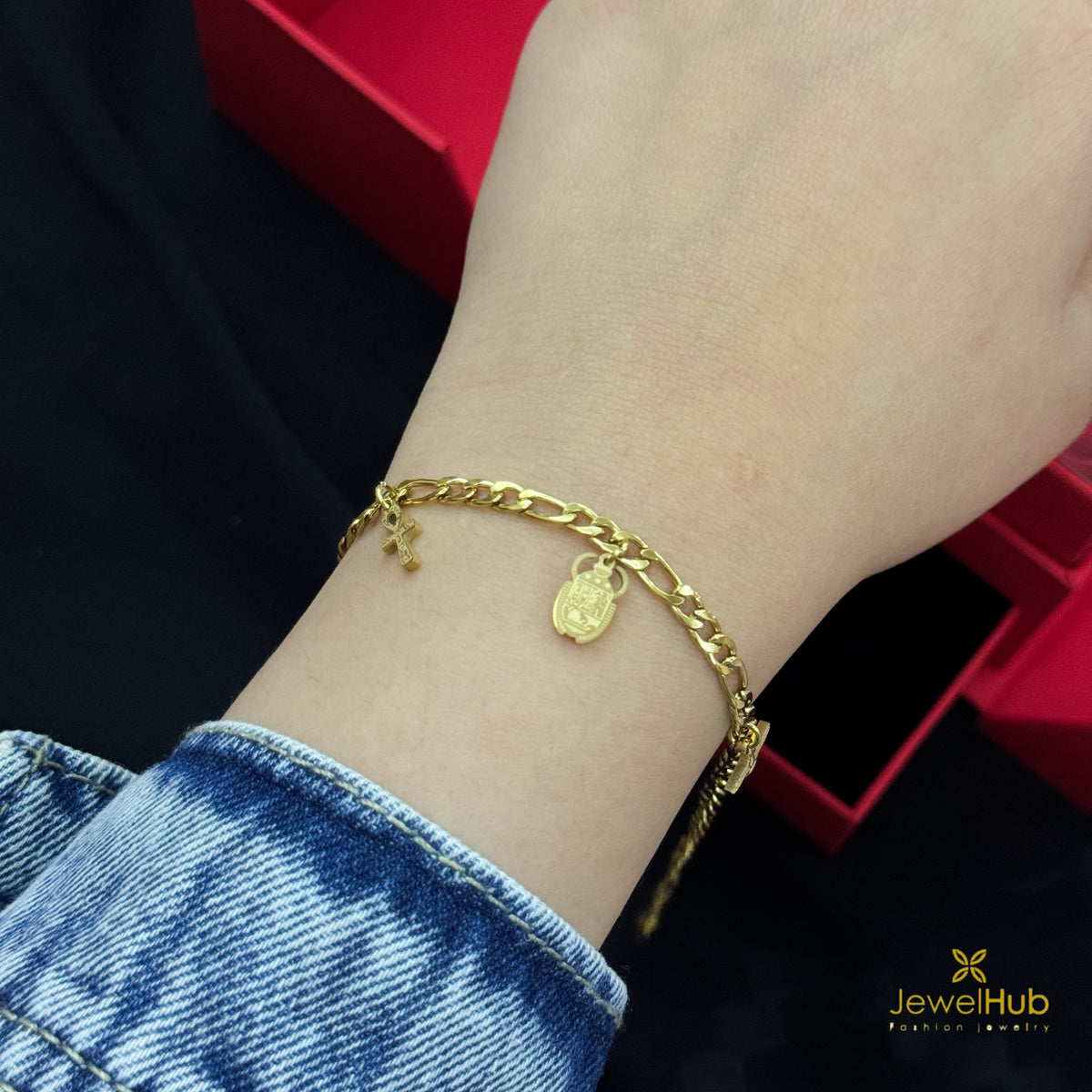 Pharaonic Charms Figaro Bracelet
