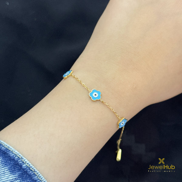 Triple Evil Eye Flowers Bracelet