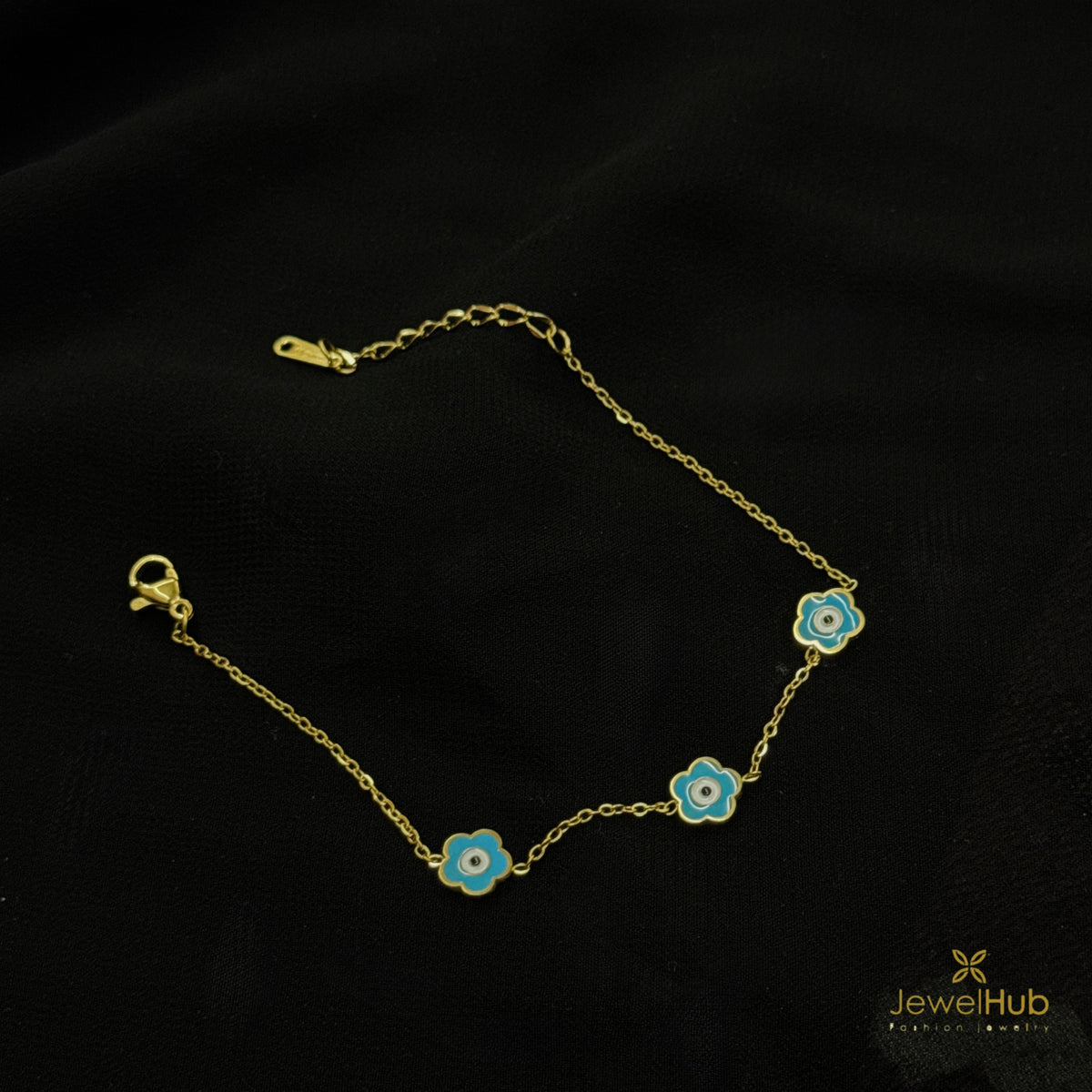 Triple Evil Eye Flowers Bracelet