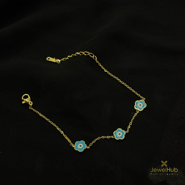 Triple Evil Eye Flowers Bracelet