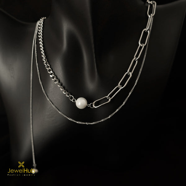 Silver Pearl Link Harmony Necklace