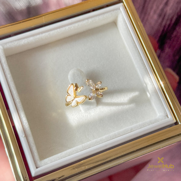 White & Spark Butterfly Ring