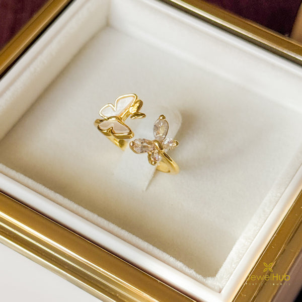 White & Spark Butterfly Ring