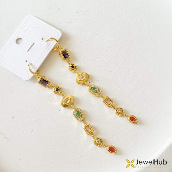 قلادة على شكل حرف Y ملونة مع أحجار الزركون متعددة الألوان