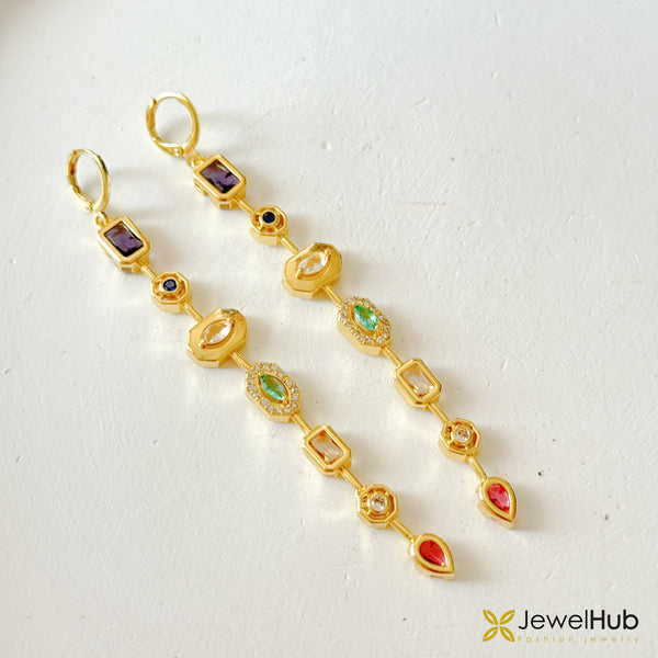 قلادة على شكل حرف Y ملونة مع أحجار الزركون متعددة الألوان